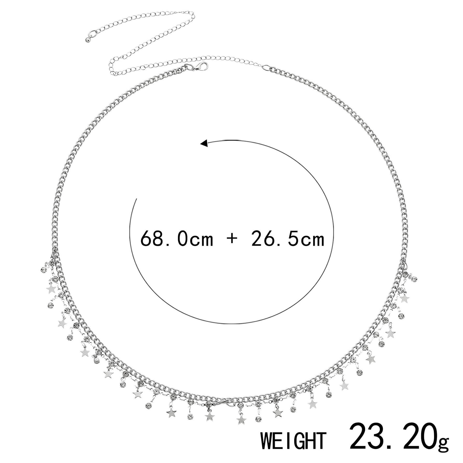 Womens Body Layered Star Belly Chain with Rhinestones